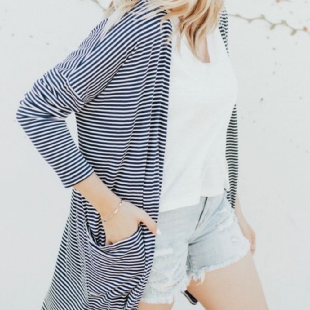 Striped Navy and White Women's Sweater